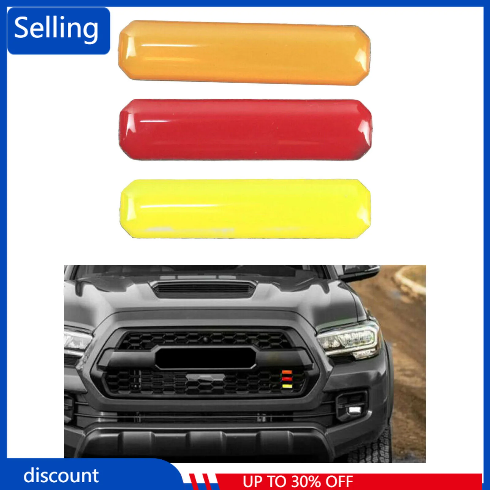 

Car Accessories Front Bumper Grille Three Color Grille Badge Emblem Decorate Strip Stickers For Toyota Tacoma 4 Runner fast