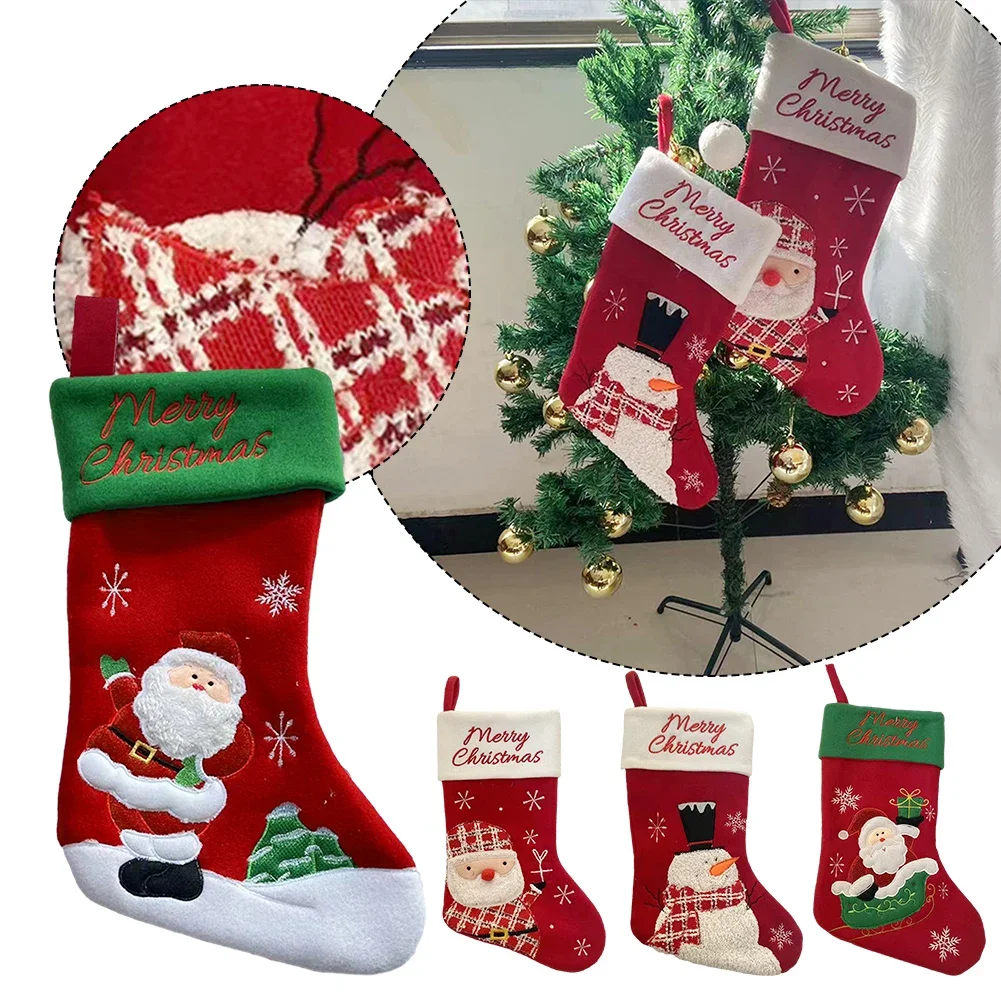 

New Year Christmas Stocking Sack Xmas Gift Candy Bag Noel Christmas Decorations For Home Sock Christmas Tree Decor