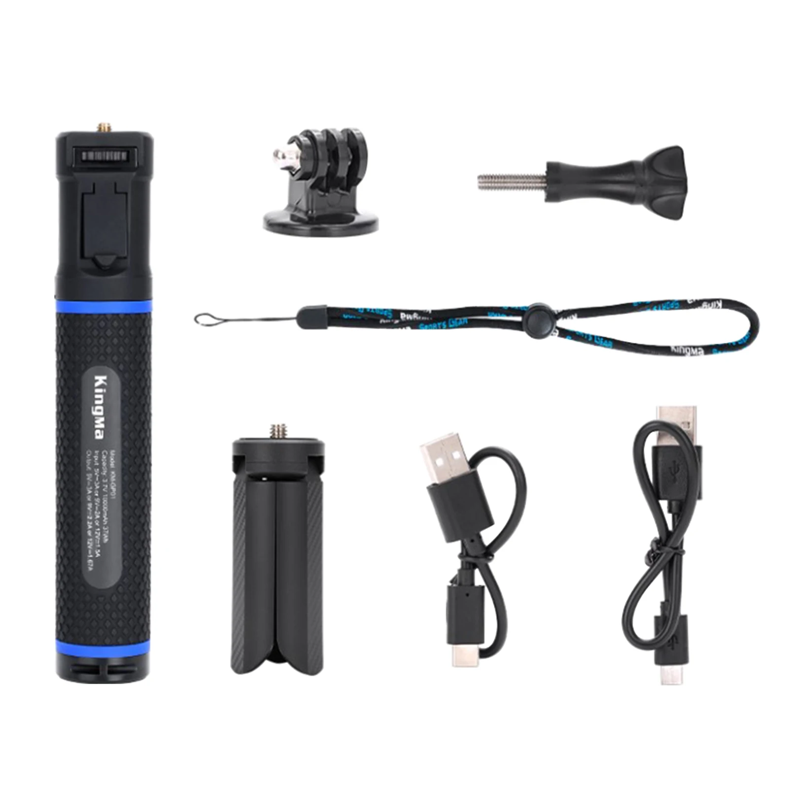 

1000mAh Power Bank Practical Selfie Stick Adjustable Portable Dustproof Lightweight Anti Lost Mobile Charging Handle With Tripod