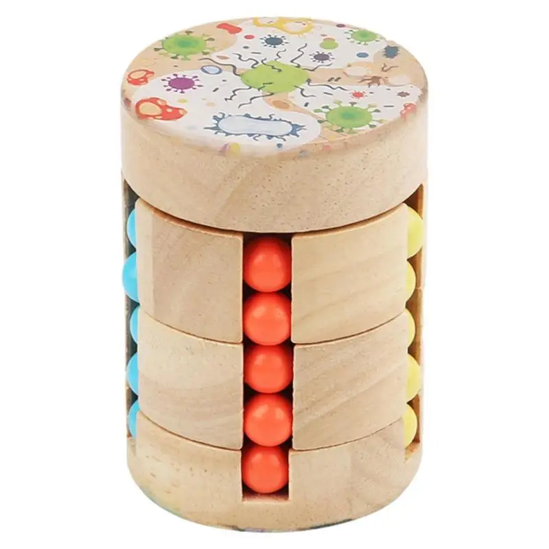 

Magic Bean Cube Spinner Creative Cylinder Wood Finger Cube Jigsaw Puzzle Toy Handheld Spinner Decompression Magic Bean Toy