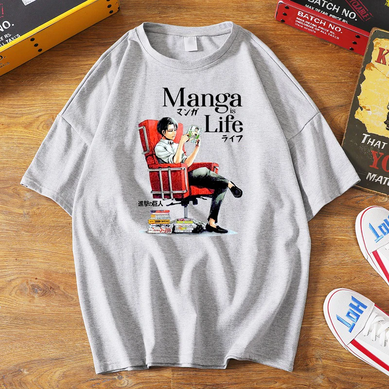 

Manga Is Life Attack On Titan T Shirts Male Hip Hop Summer Tees Men Women Fashion T Shirt Casual Cotton Streetwear Tops Unisex