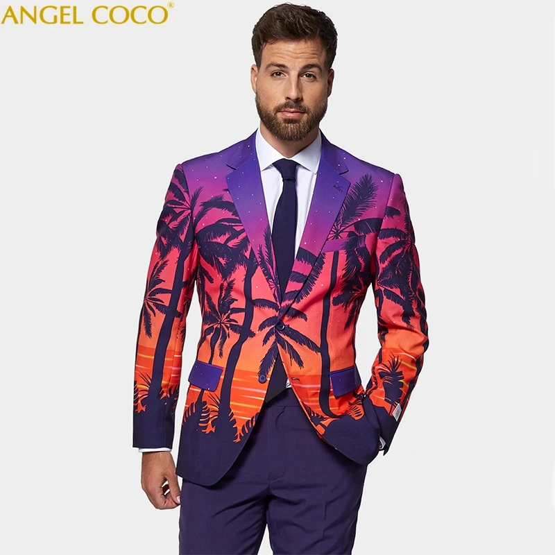 

Men's Suits Luxury Internet Celebrity Wedding Party Prom Celebrity Banquet Award Ceremony Evening Dress Groom Suit Coconut Tree