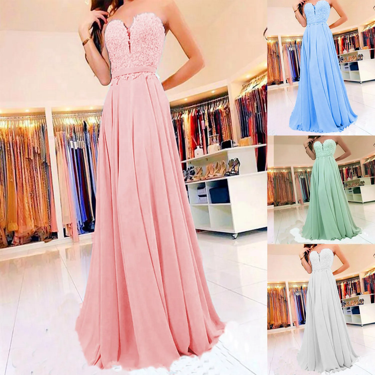 

CFED-143 2022Y Hot Sell Solid Color Strapless Off Shoulder Wedding Dress Elegant Chiffon Lace Evening Dress Party Dress