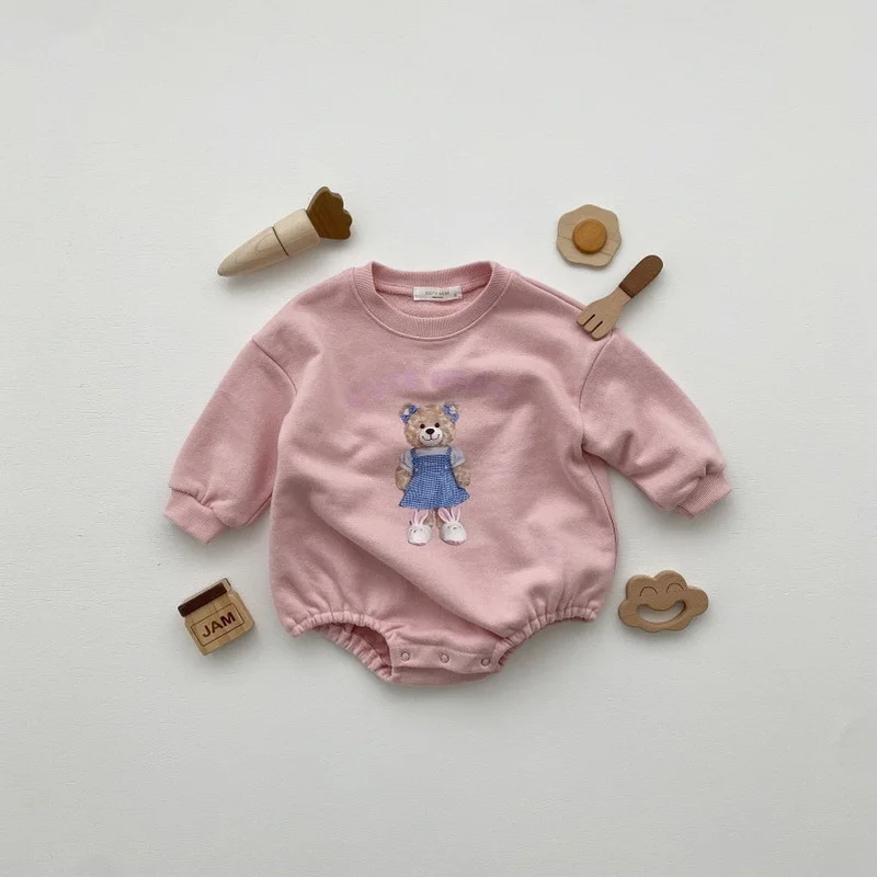 Autumn Family Matching Clothes Boy Girl Bear Print Long Sleeve Sweatershirt Cotton Jumpsuits Clothes Child Clothing E3522 images - 6