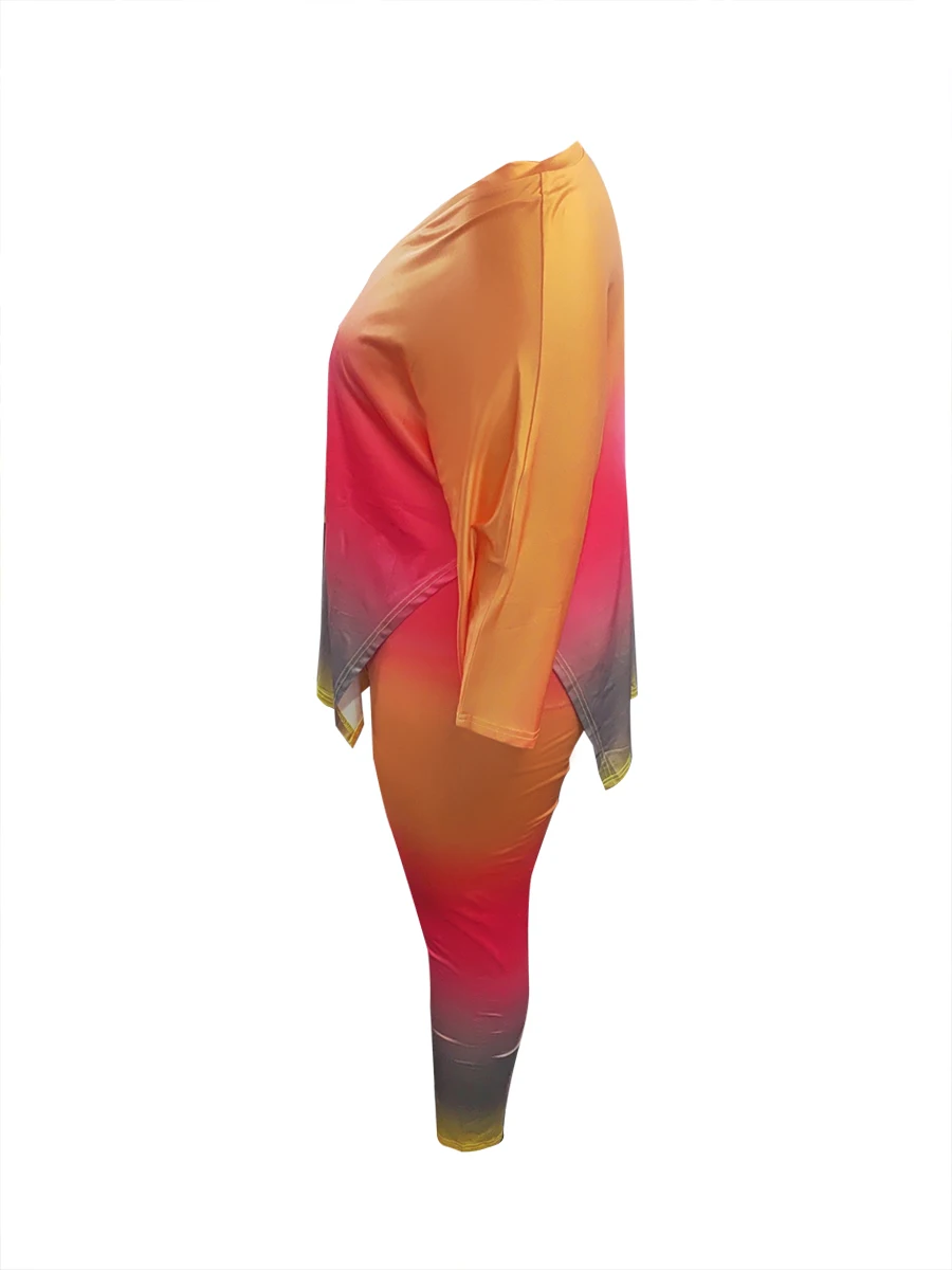 LW Большие размеры Комплекты из двух предметов с v-образным вырезом и градиентом