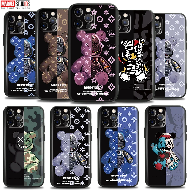 

Luxury Fashion Bear For Apple iPhone 13 12 11 Pro 12 13 Mini X XR XS Max SE 6 6S 7 8 Plus Phone Case Funda TPU Soft