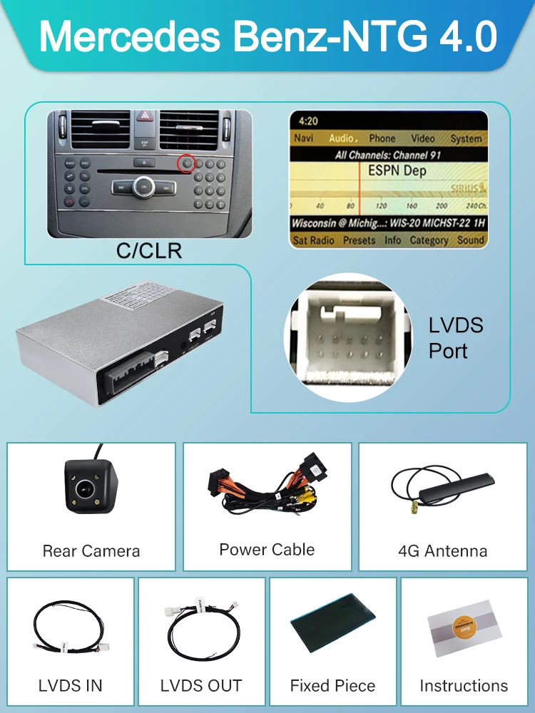 Беспроводная камера CarPlay для Mercedes Benz GLK W207 W212 W204 SLS W218 NTG 4.0 NTG4.5 NTG5.0 Car Play Android Auto Mirror Rear Camera