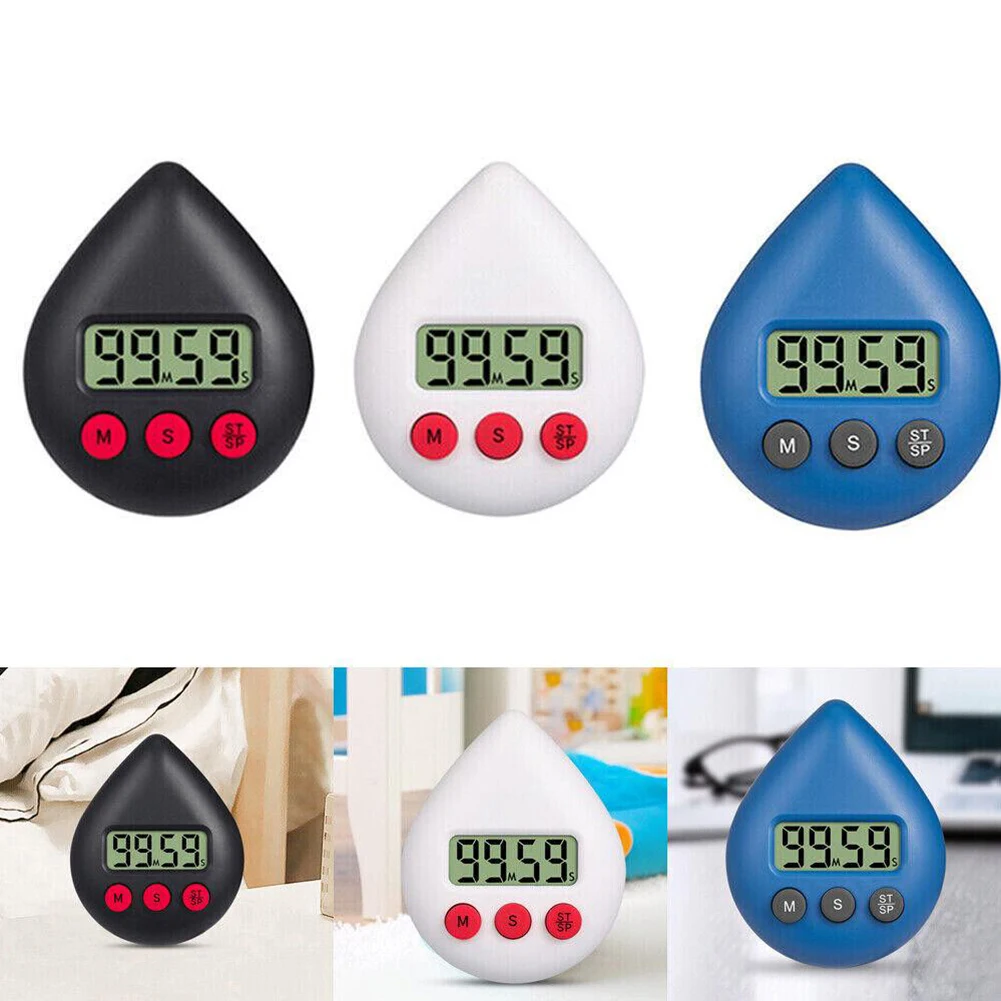 

LCD Counter Display Alarm Clock Water Drop Electronic Countdown Kitchen Timer Cooking Shower Study Stopwatch Count Gadget Tools