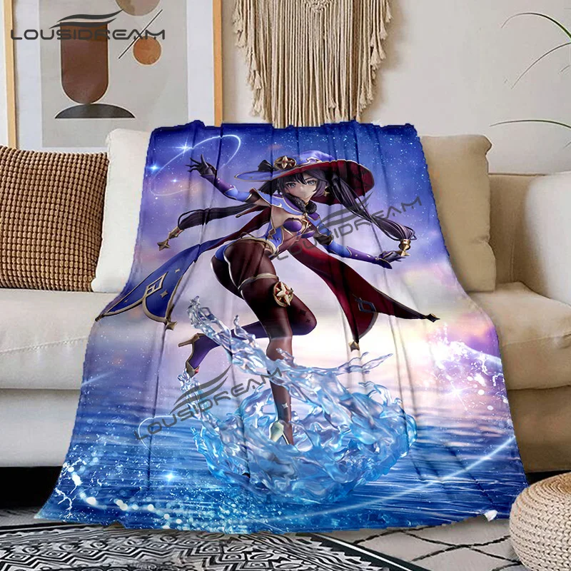 

Mona genshin anime blanket flannel cartoon Linens Sofa spring fall cover sheet Bedspread double child blanket soft Decorate gift