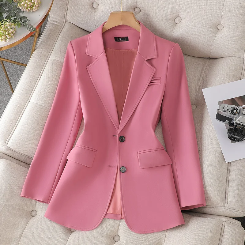 Autumn Winter Women Coffee Gray Formal Blazer Office Ladies Female Long Sleeve Single Breasted Business Work Wear Jacket Coat