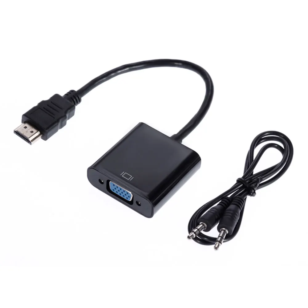 

Адаптер HDMI-совместимый с VGA, внешний кабель 1080P, цифровое к аналоговому видео и аудио, подходит для ПК и ноутбука