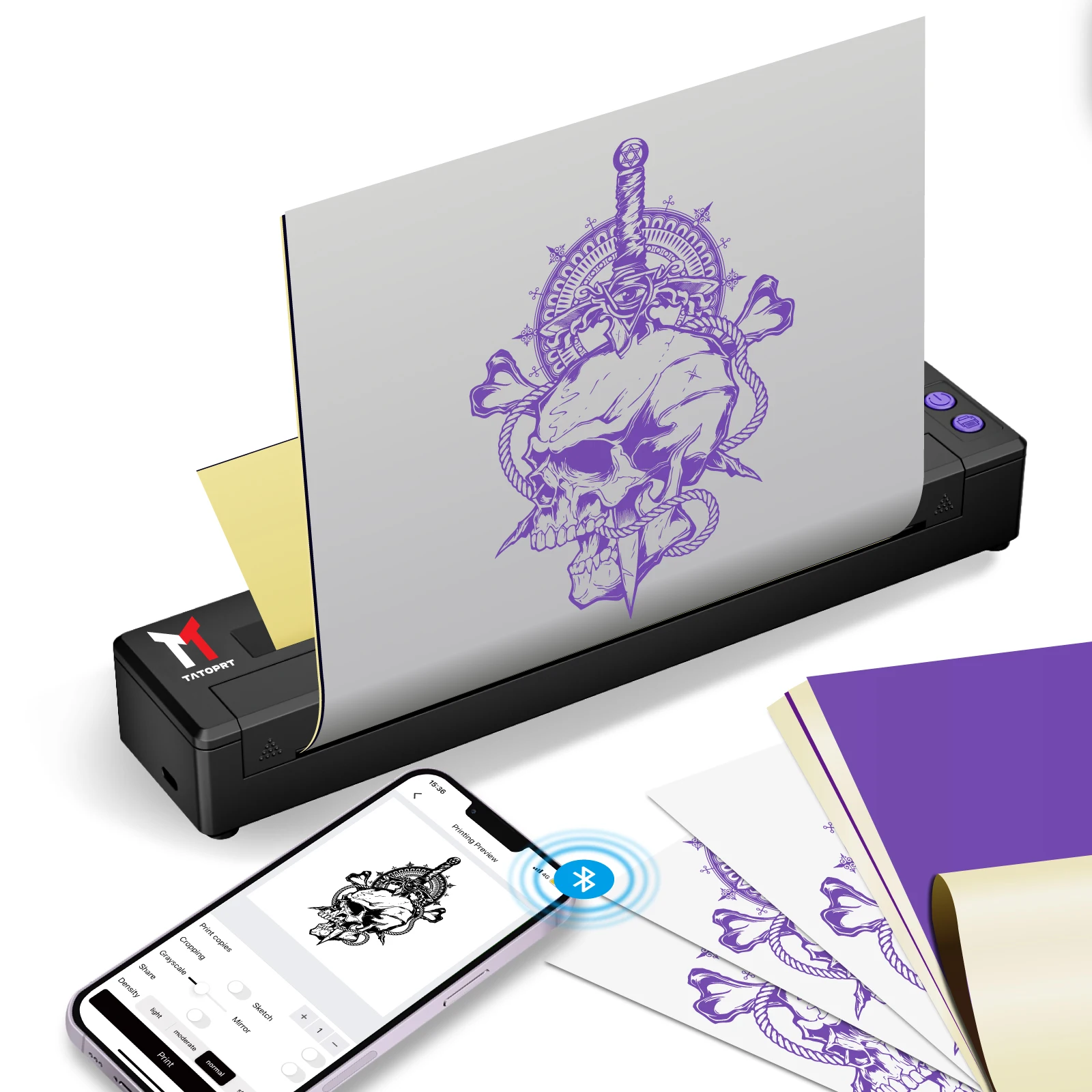 Фото MHT-Bluetooth A4 Size Thermal Tattoo Stencil Printer Portable Tattoo Stencil Printer Thermal Copier Transfer Machine Training №1