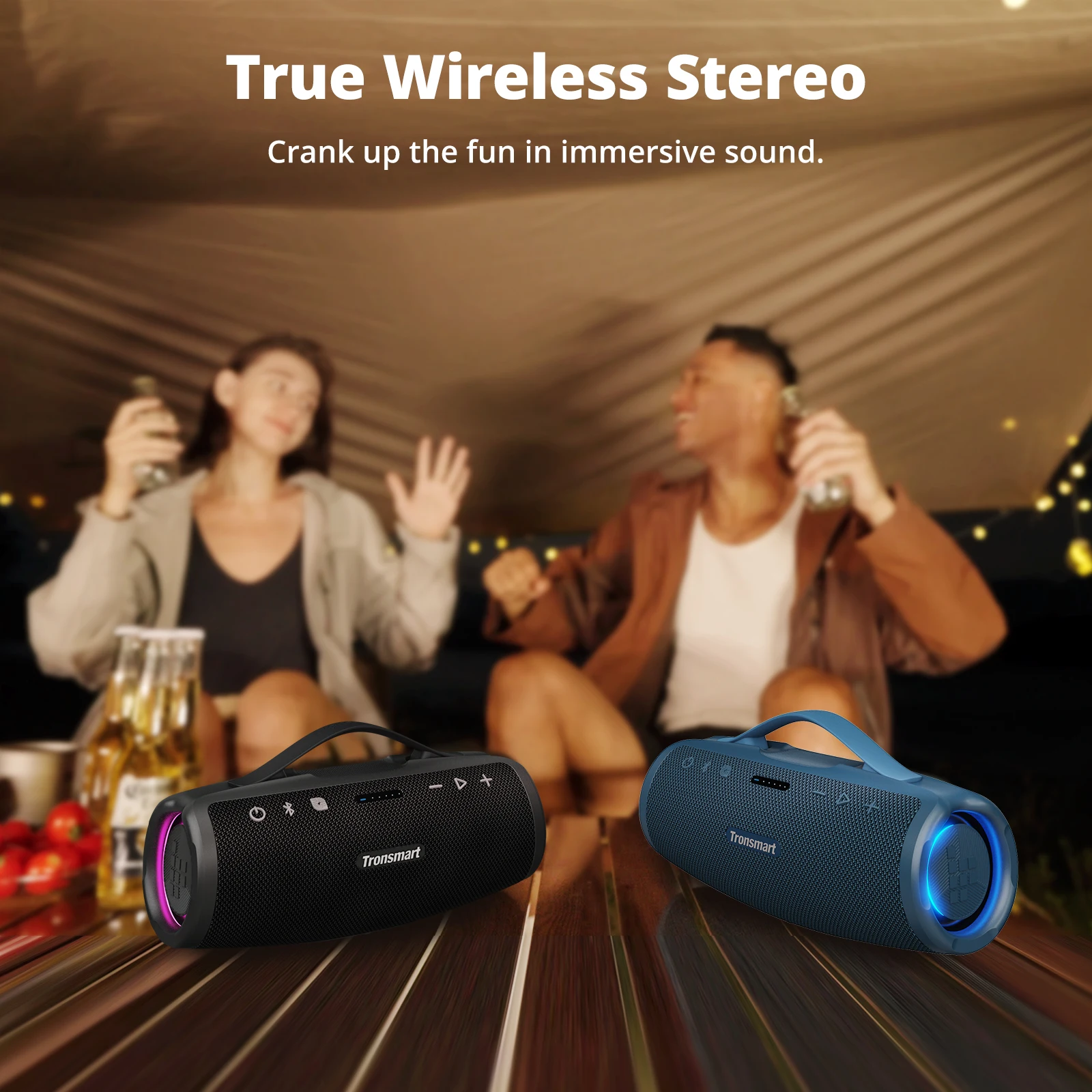 Фото Динамик Tronsmart Mirtune S100 Мощный Bluetooth-динамик мощностью 50 Вт, водонепроницаемость IPX7, выдвижная ручка, встроенный внешний аккумулятор №4