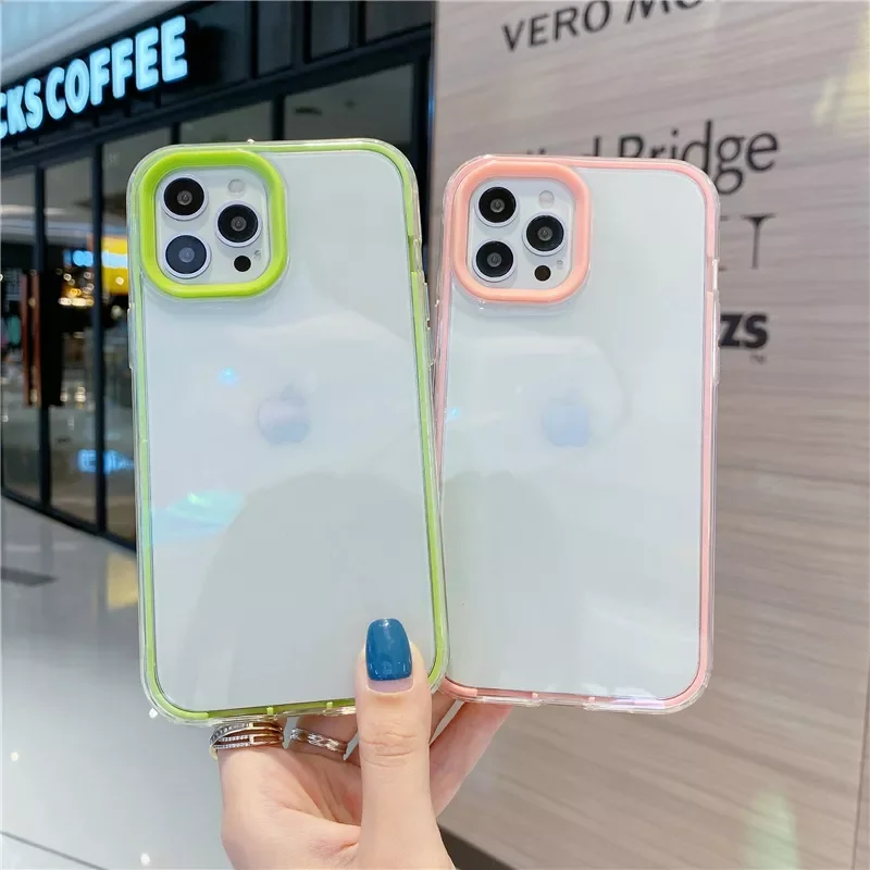 

Factory Direct Selling in 1 Transparent Candy Color Phone Case For iPhone 12 11 Pro Max XR X XS Max 7 8 Plus 12 Mini Soft Silico