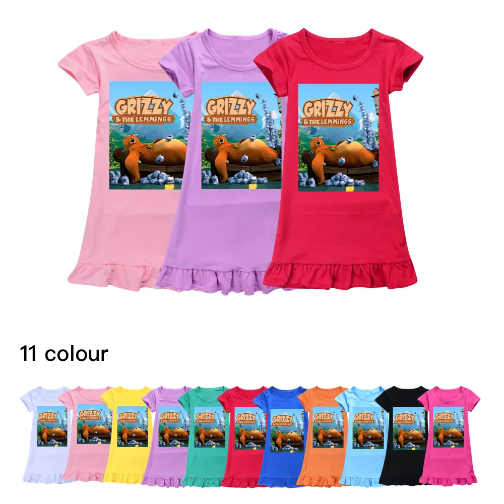 

Новинка, летняя ночная рубашка для девочек с изображением мраморных зверей, мультяшная Пижама, платье для детей, ночная рубашка для девочек-...