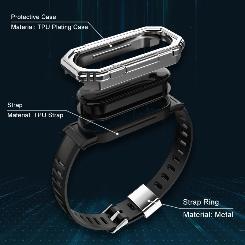 

TPU Armor Case for Xiaomi Band 6 5 Strap Wristband Metalic Color Plating Protective Case Cover for Mi Band 6 5 4 3