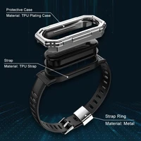 tpu armor case for xiaomi band 6 5 strap wristband metalic color plating protective case cover for mi band 6 5 4 3