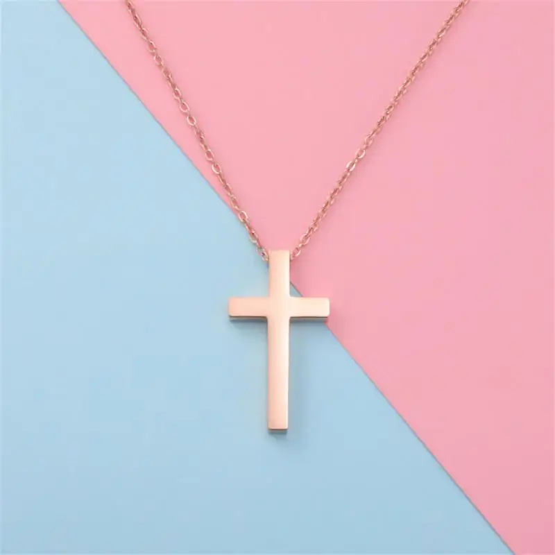 

Простое ожерелье с подвеской-крестом для женщин и мужчин, цепочка из нержавеющей стали, Очаровательное ожерелье, Крутое украшение для мальч...