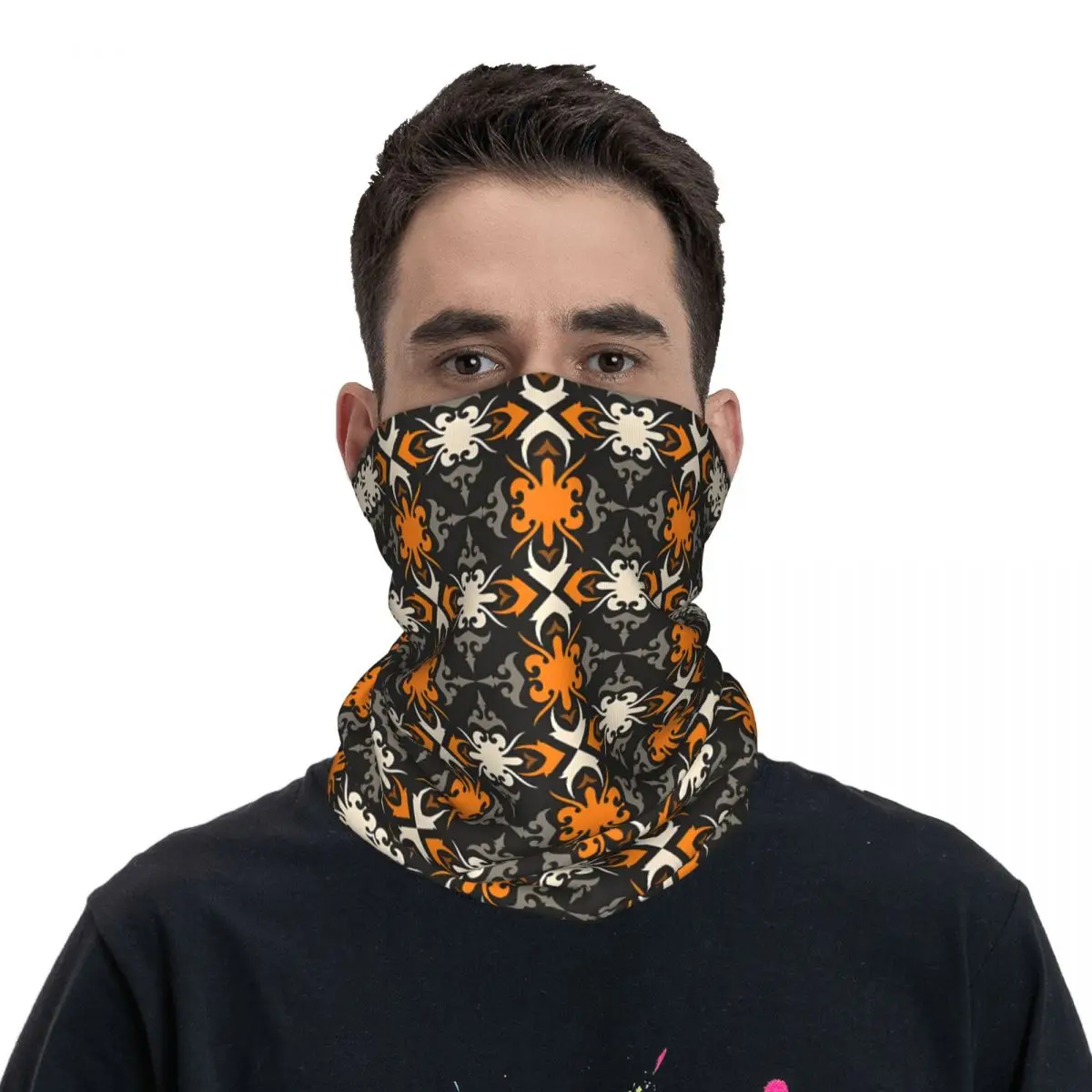 Повязка на голову Dayak с этническим узором обогреватель шеи мужской шарф-труба для