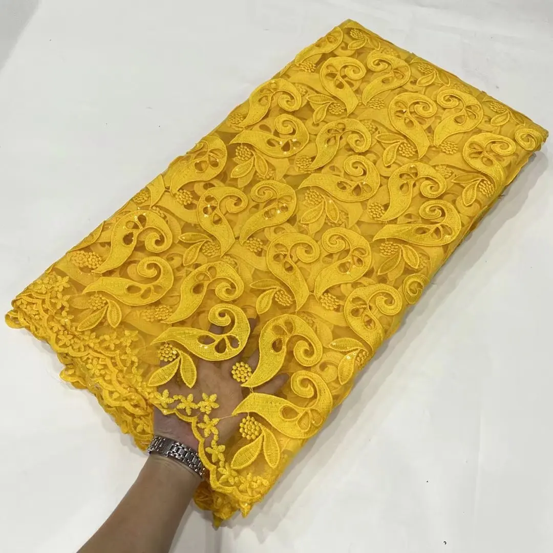 

Новейшая африканская Тюлевая кружевная ткань 2023, французская сетчатая кружевная ткань с вышивкой и блестками для нигеривечерние вечернего...