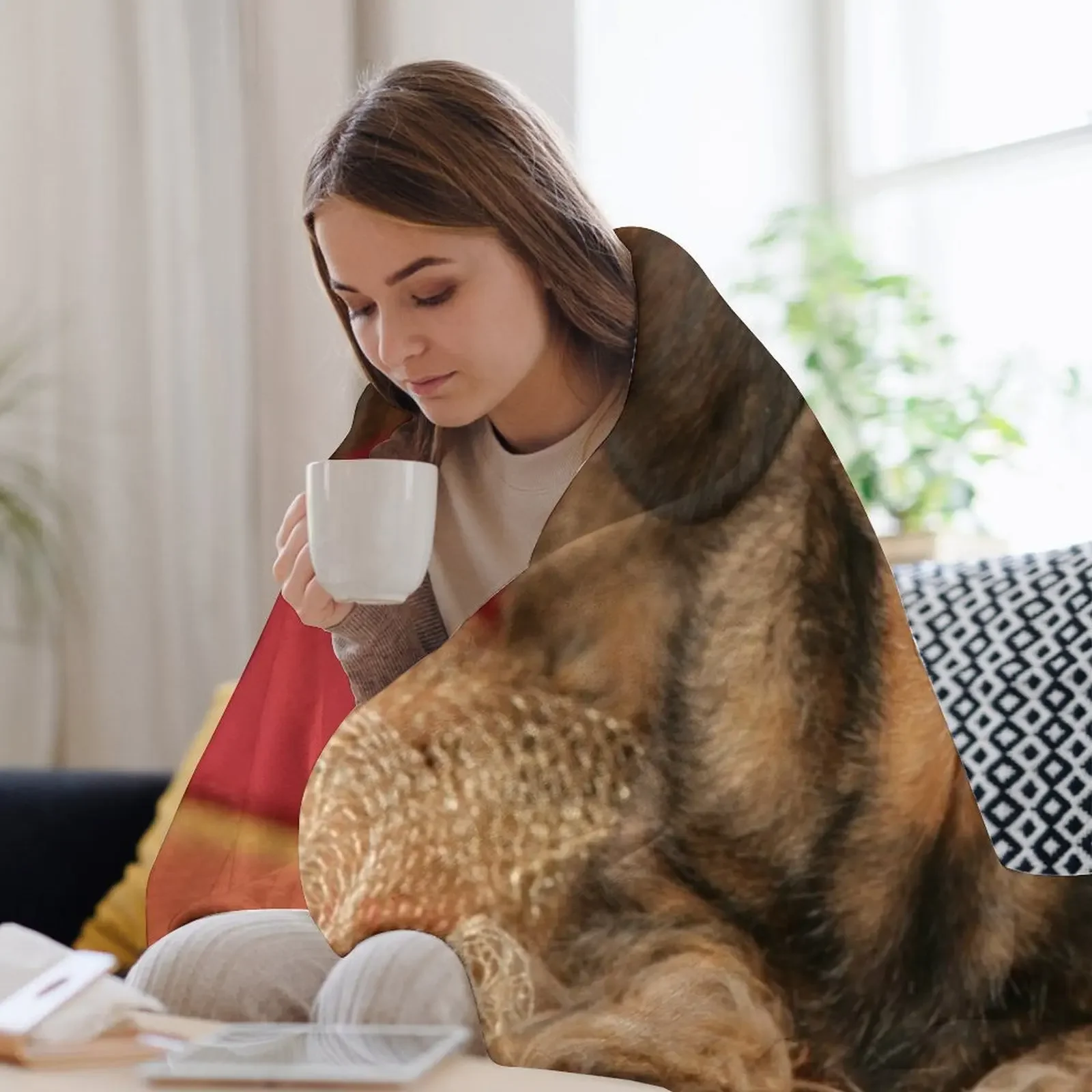 Сладкая проволочно-волосая собака-такса желает с Рождеством. Пледы и одеяла