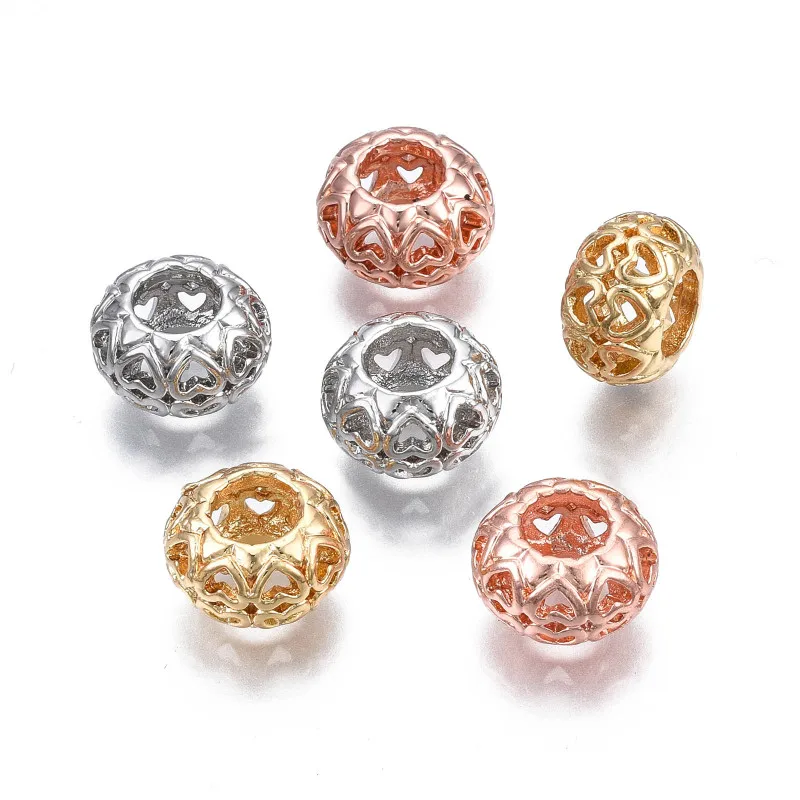 

20pcs Alloy European Beads Loose Spacer Charm Beads Large Hole Beads Rondelle for Jewelry Making DIY Bracelet Necklace 11.5x7mm