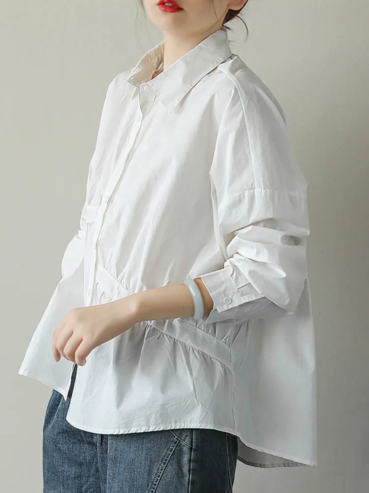 Женская блузка на пуговицах Max LuLu черная Свободная рубашка в британском стиле