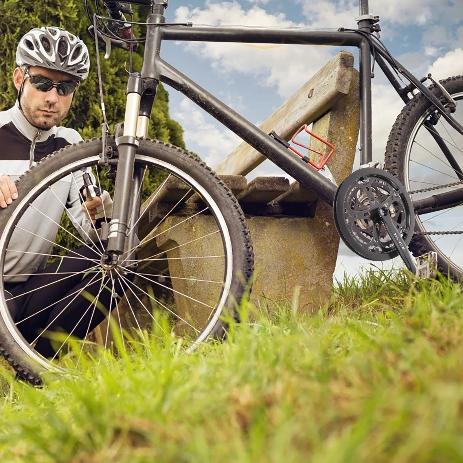 Crank Bling Accessories Bicycle Crankset Electric Bike Single Speeds Hollow Black