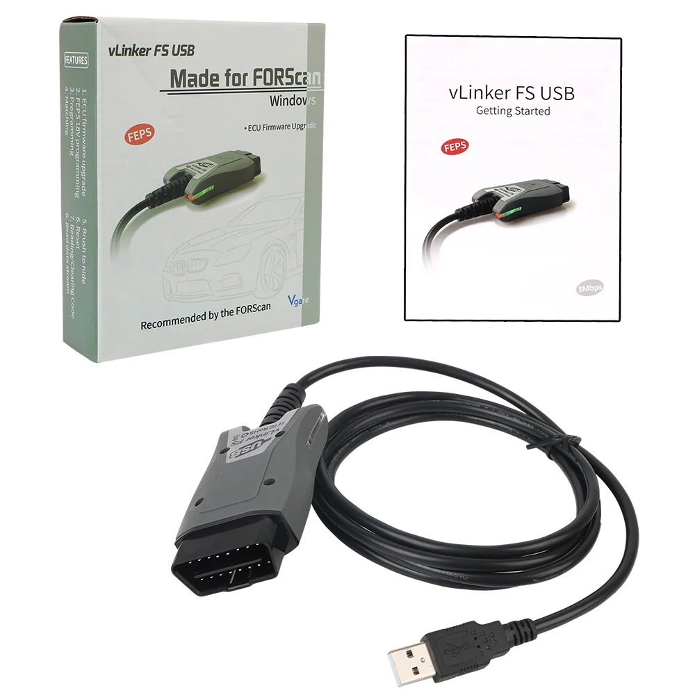Автомобильный диагностический сканер для Ford FORScan VLinker FS USB ELM327 ELM 327 OBD 2