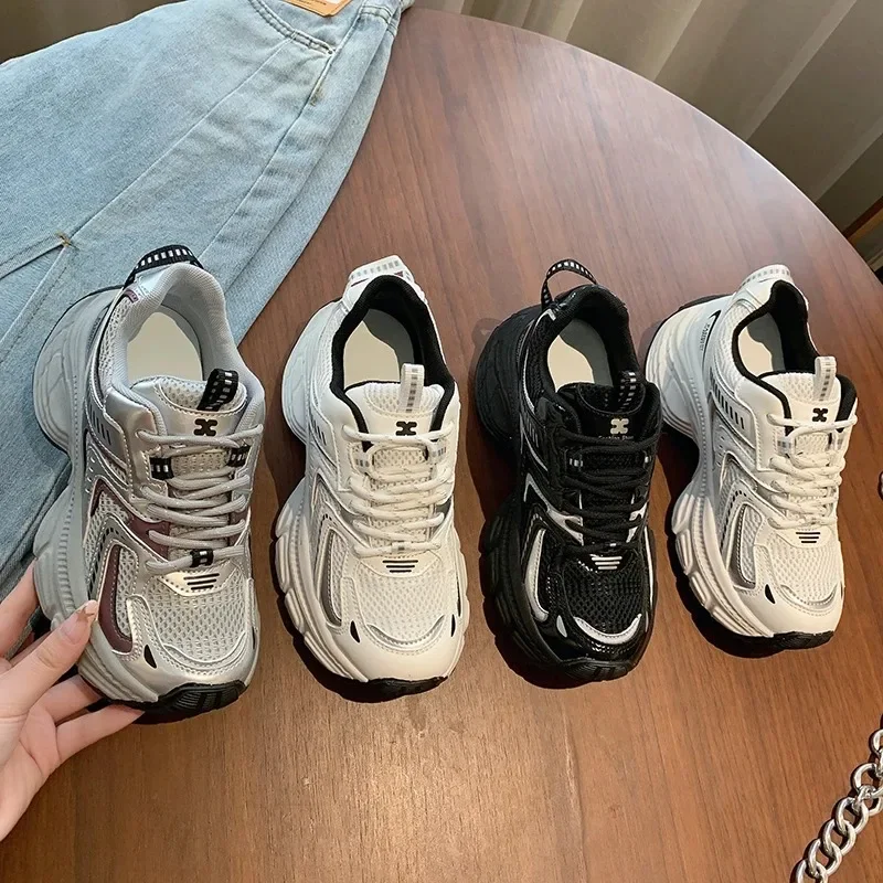 Женские кроссовки с круглым носком универсальные уличные дышащие на шнуровке