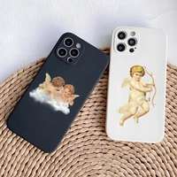 cartoon angel baby phone case black white for apple iphone 12promax 13 11 pro max mini xs x xr 7 8 6 6s plus se 2020 funda cover