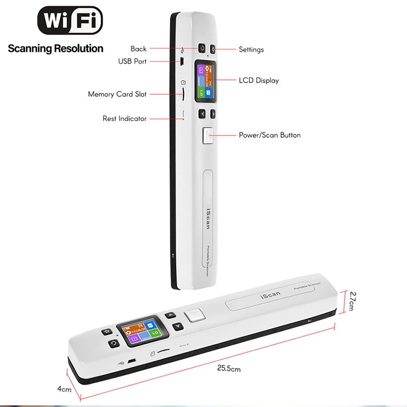 Сканер фотографий A4 Mini Iscan портативный высокоскоростной Wi-Fi 1050 точек/дюйм для