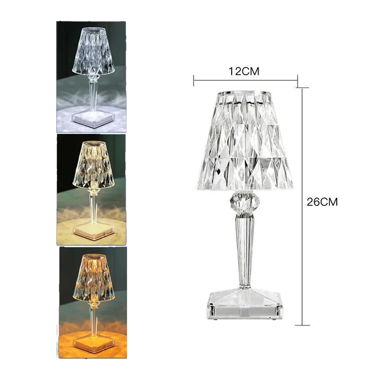 

Diamond Desk Lamp Crystal Stepless Dimming USB Powered Night Light for Bedroom Restaurant Bar Decoration Christmas Gift Led