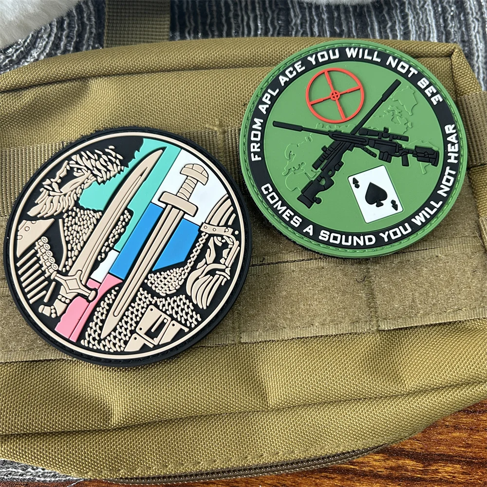 Значок-скелетоны для снайпера двойная винтовка 3D ПВХ тактическая нашивка