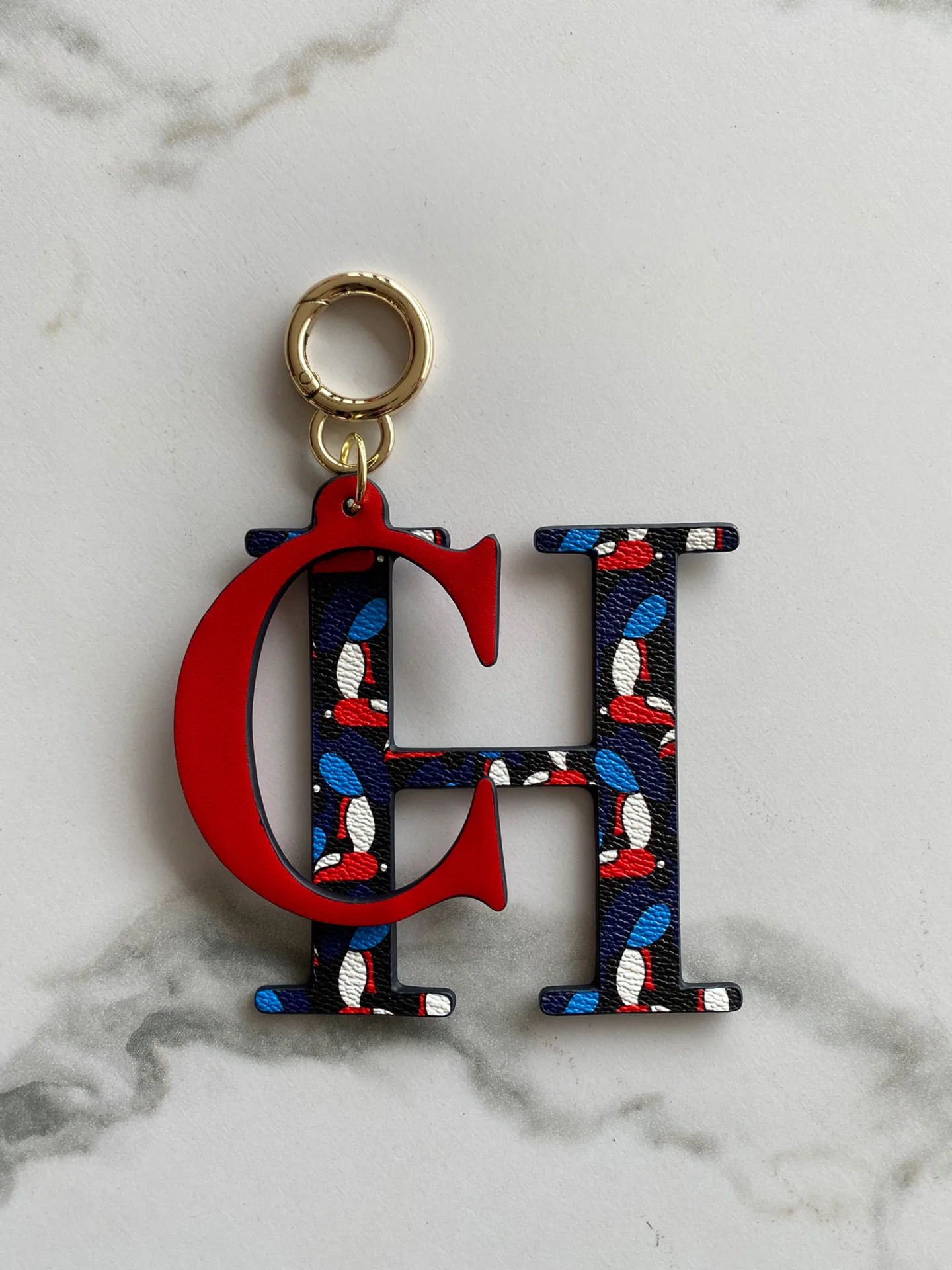 CH  Mobile Accessories Logo Leather Material Metal Buckle Graffiti Design Color Overlay Bag Pendant Key Chain
