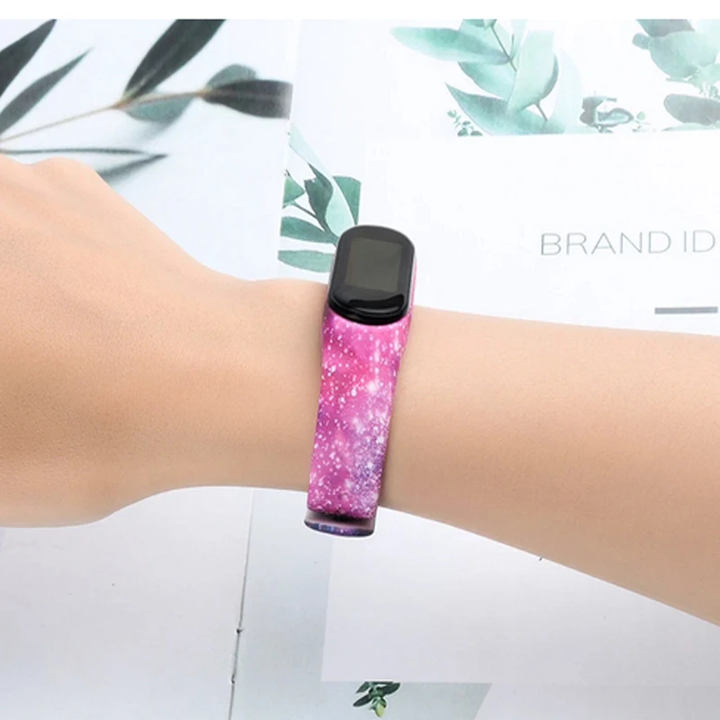 For Mi Band 6 5 4 3 Strap Printing Silicone Magic Pattern Xiaomiband Replacement Watchband Bracelet Smart Sports Fitness Wrist