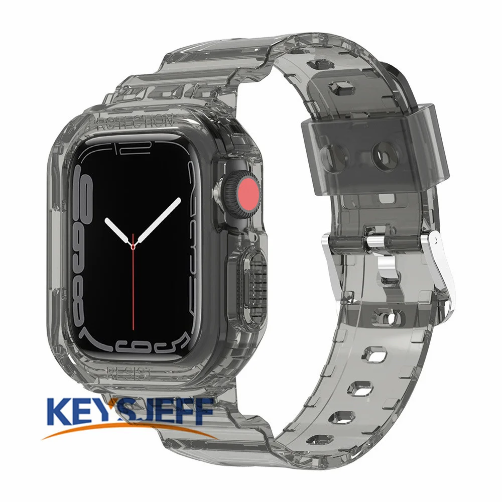 

Compatible with Apple Watch Straps with Case Transparent Clear Rugged Bumper Sports Crystal Soft Bumper IWatch Band Strap