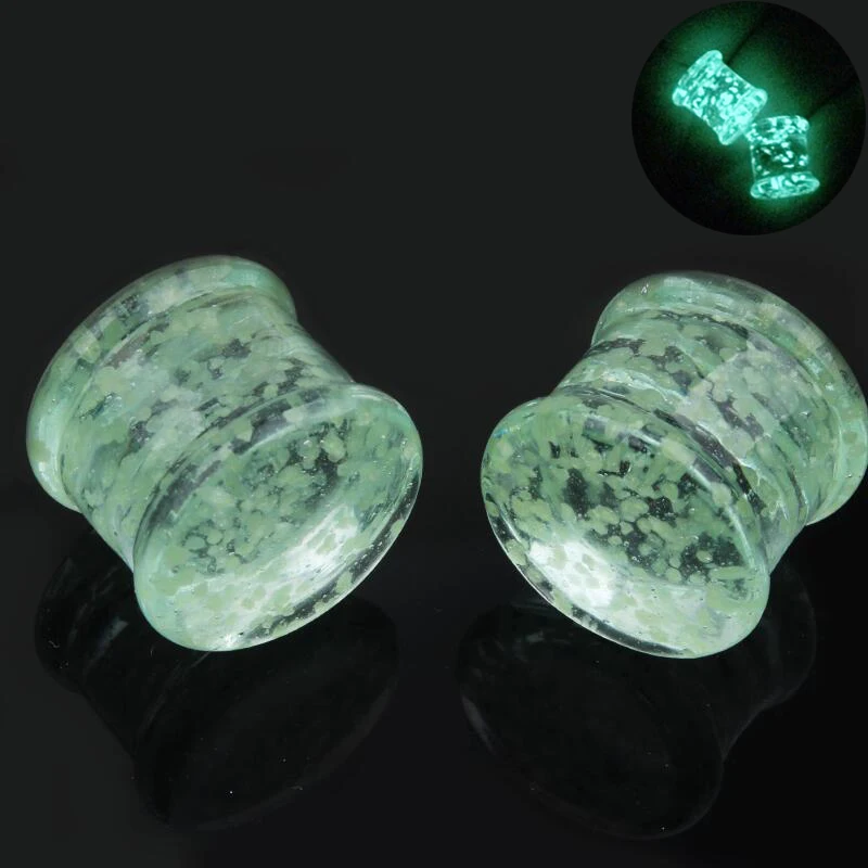 Светящиеся стеклянные Заглушки для ушей цилиндрическое седло внутренние зубья