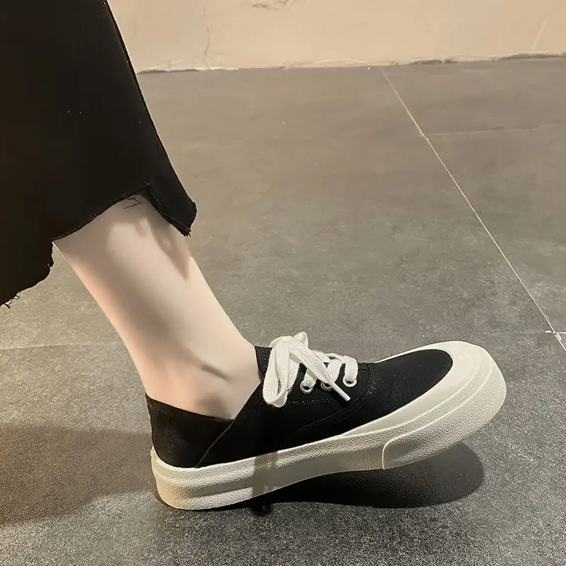 2023 Woman Vulcanized Sports Shoes Women's Spring Summer Canvas Shoes Women Low Top Sneakers Wide Toe Lace Up Trainers Shoes