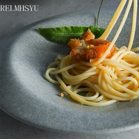 1pc european style ceramic stone irregular grey western pasta food salad sushi dinner plates tableware plates set