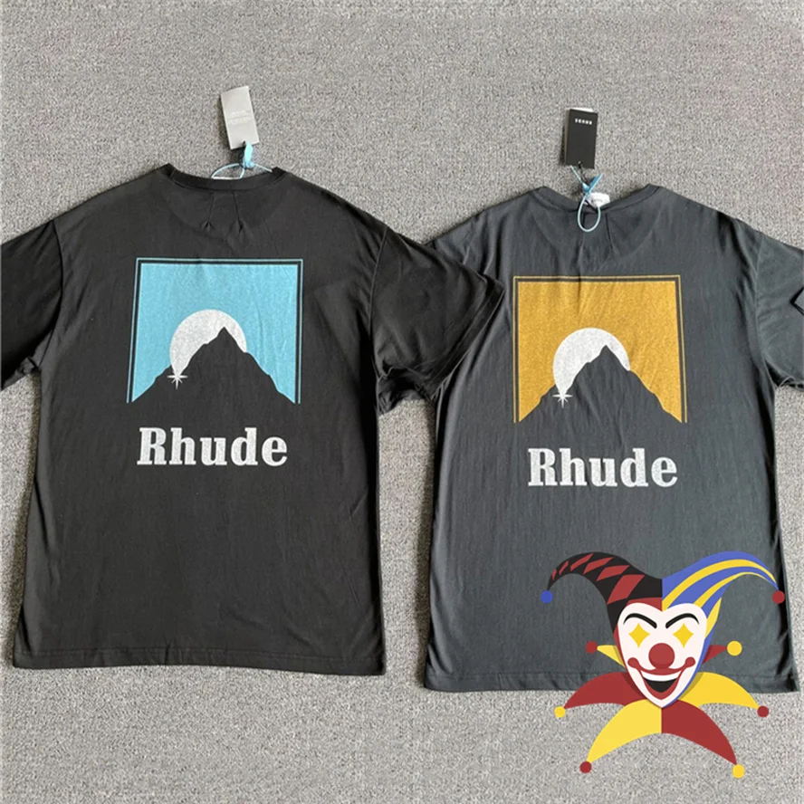 

2022ss RHUDE T Shirts Men Women 1:1 High Quality Vintage RH Logo Graphic Print Rhude T Shirt Oversize Tops Teeve