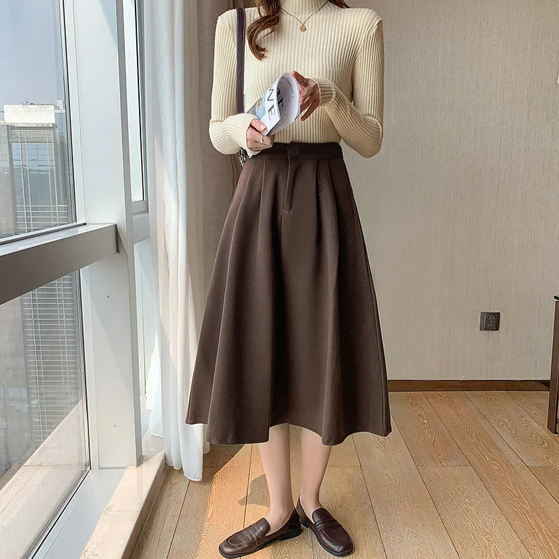 

Юбка-миди шерстяная твидовая средней длины, с высокой талией, на осень/зиму