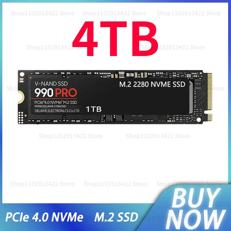 

New 990 PRO PCIe 4.0 NVMe 4.0 M.2 2280 4TB 2TB 1TB SSD Internal Solid State Hard Drive For Laptop Desktop MLC PC Computer