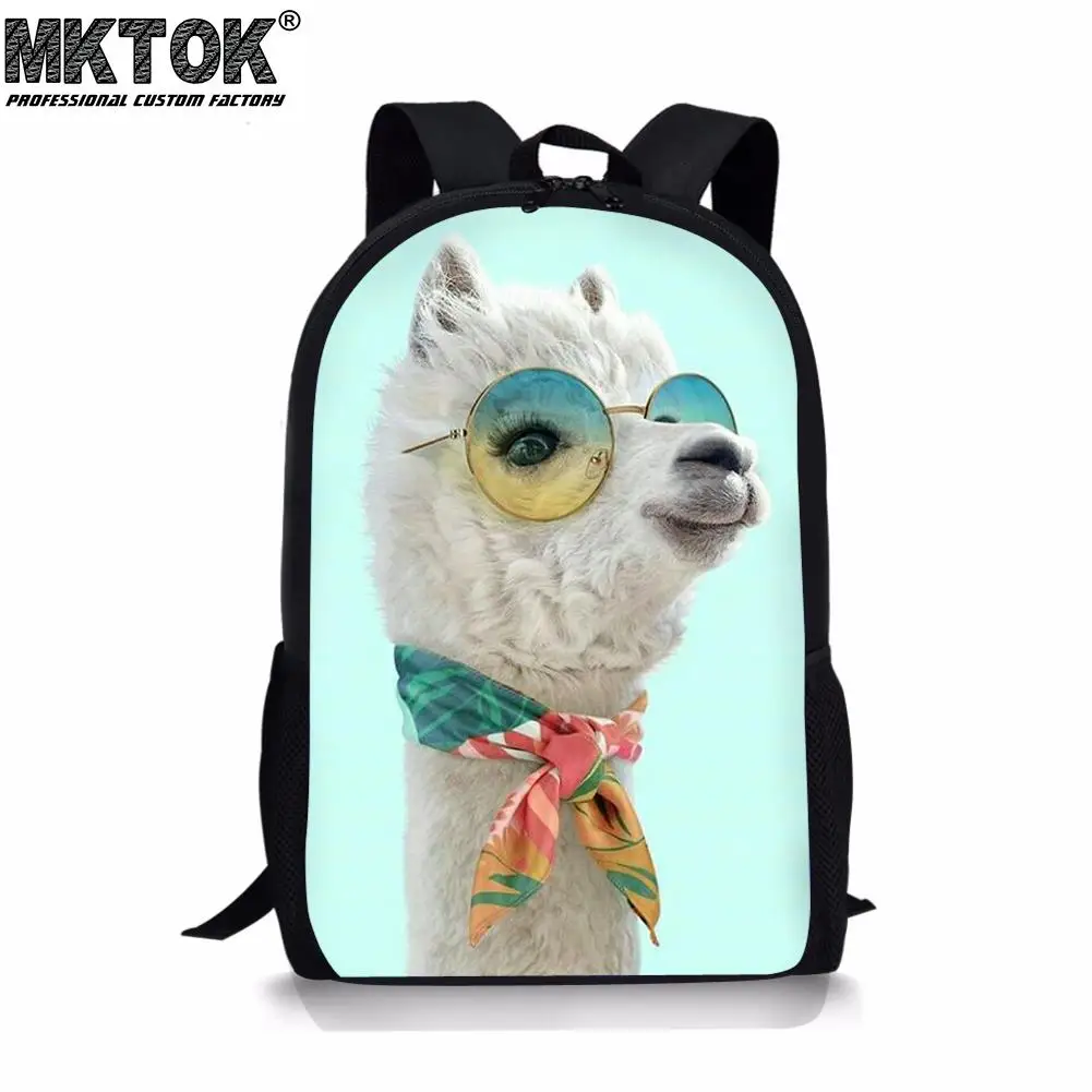Alpaca Llama School Bags for Girls Customized Kids Children's Backpack Students Satchel Mochila Femenina Free Shipping