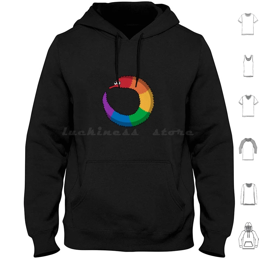 

Rainbow Pride Worm On A String Hoodie cotton Long Sleeve Be Do Crime Pride Flag Pride Bi Bisexual Ace Asexual Aro Aromantic