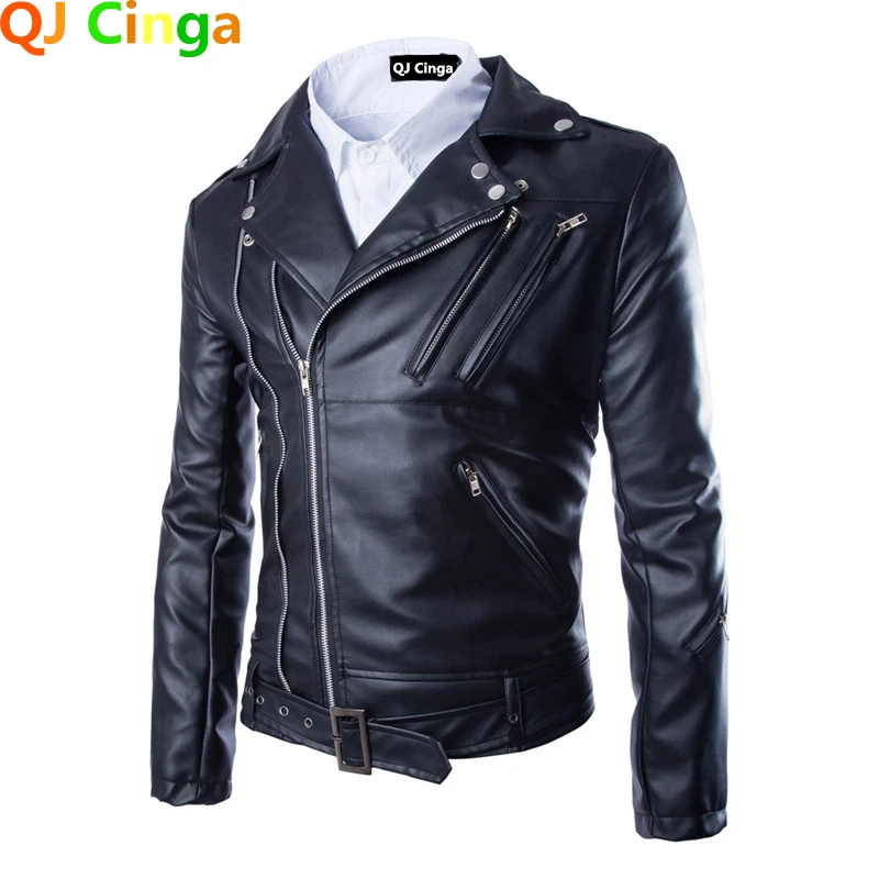 

Мужская куртка из искусственной кожи с отложным воротником, уличная модная мужская индивидуальная простая Веерная куртка в стиле панк боль...