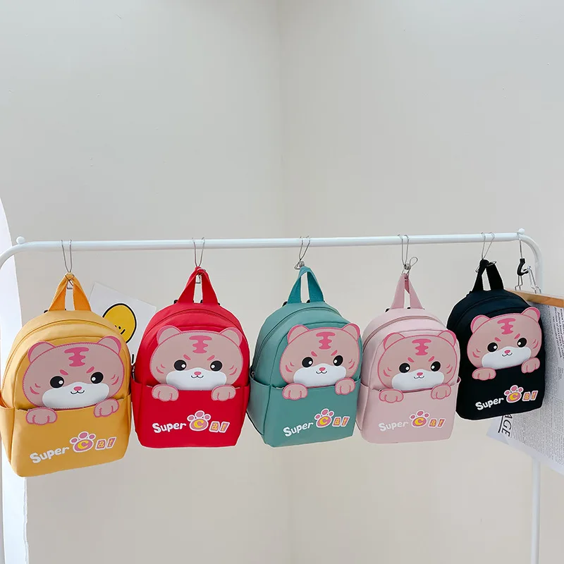 Baby Backpack Boy Girl Cute Cartoon Animal Solid Color Tiger Shoulder Bag Home Snack Toy Storage Bag Kids Kindergarten Backpack