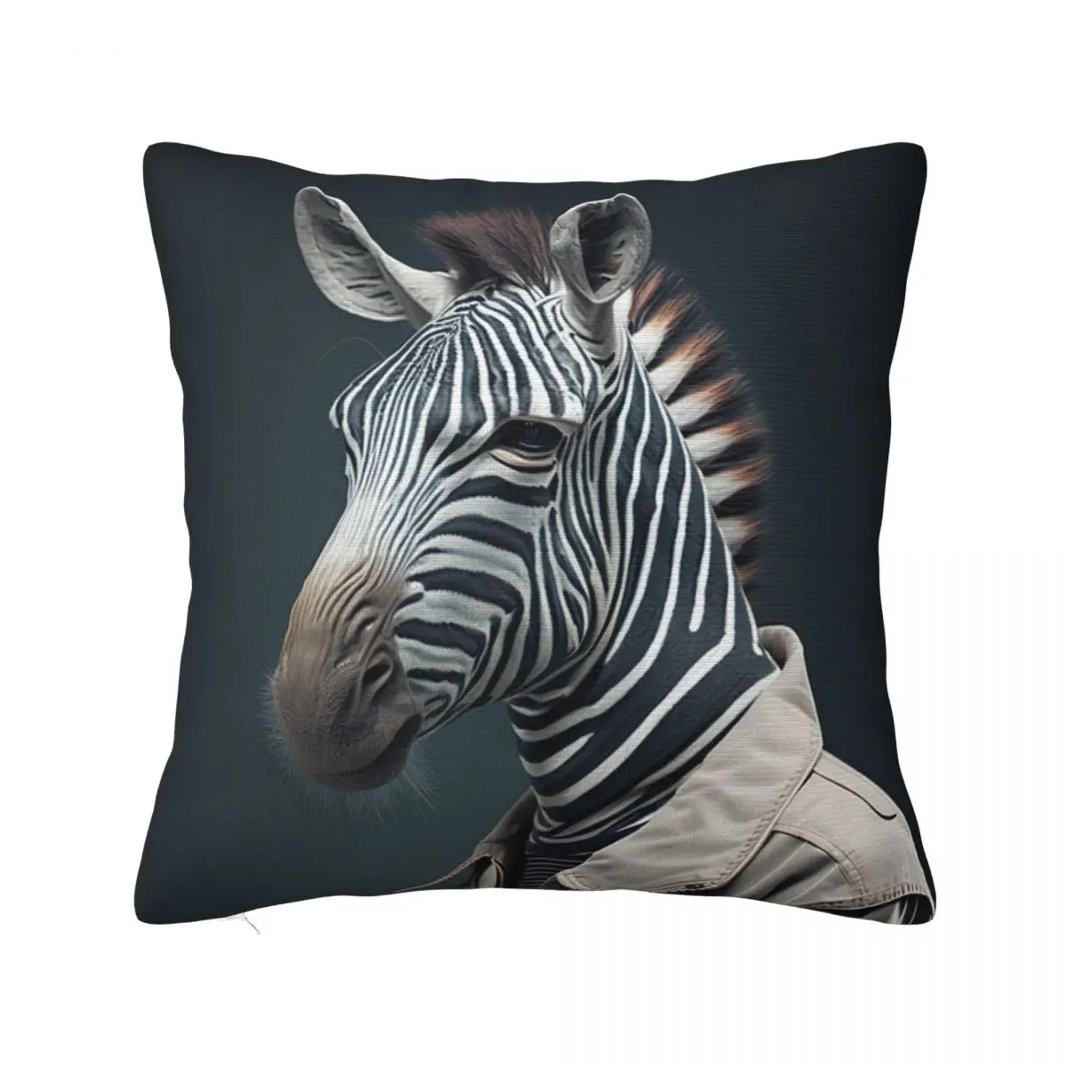 

Zebra Pillow Case Amazing Portraits Dapper Clothing Polyester Car Pillowcase Zipper Summer Decorative Cover