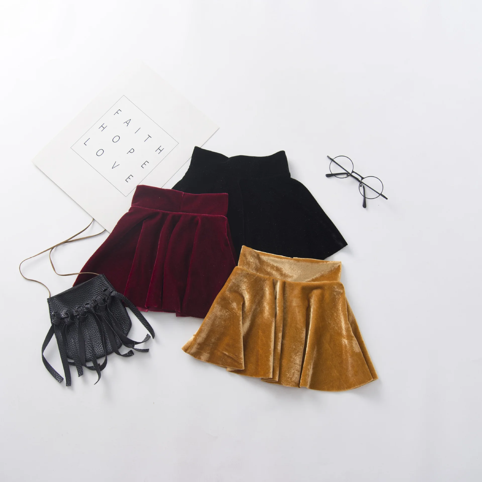 

Girls Short Skirt Spring Autumn Children's Solid Color All-match Korean Version Casual High Waist Pleated Skirt Kids Faldas