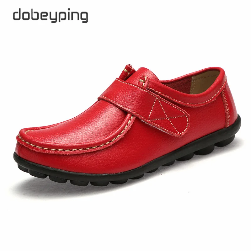 Winter Cotton Women's Loafers Genuine Leather Woman Casual Shoe Moccasins Female Flats Soft Warm Plush Ladies Shoes Size 35-43